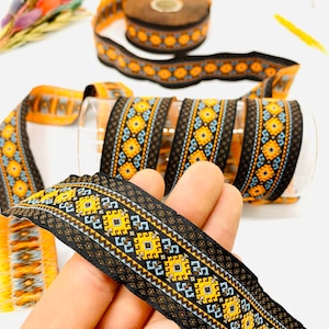 10 Yards/30 mm Orange Jacquard Ribbon(1.18 inch)Vintage Ribbon,Jacquard Trim,Brocade Ribbon,Dog Collar,Drapery Trim,Pattern Ribbon
