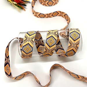 10Yards/20 mm Orange Embroidered Jacquard Ribbbon(0.78 inch)Jacquard trim,Vintage Trim,Woven Border,Brocade Ribbon,Ethnic Ribbon,Dog Collar