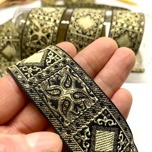 10 Yards/30 mm GOLD Geometrische Jacquardborte(1,18 inch)Vintage Band,Jaquard Band,Hundeband,Hundehalsband,Vintage Jacquardband