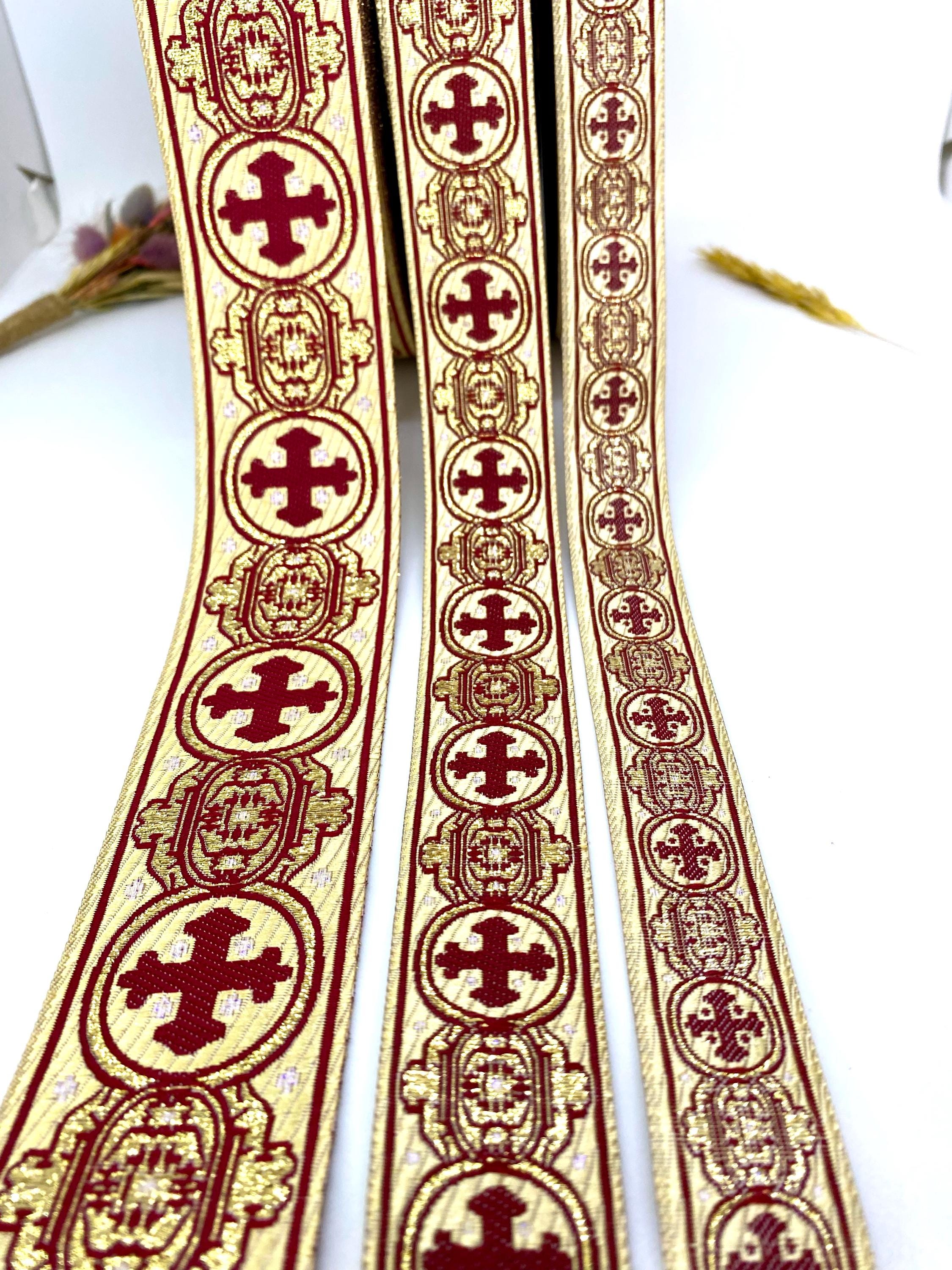 Metallic Crosses Jacquard Ribbon: Costume, Clergy, & Home Decor