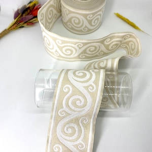 10Yards/65mm Ivory White Celtic Snail Jacquard Trim(2.55 inch)(1.96 inch)Jacquard Ribbon,Vintage Ribbon,Costume Trim,Dog collar,Drapery Trim