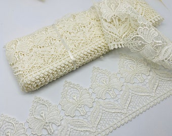 Lace trim,9 yard/70mm,İvory lace, Venice Lace Trim, Bridal lace,Floral Embroidered Lace Trim,width-2.75 inches,wedding lace