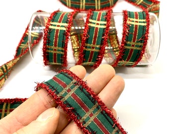 Cinta de jacquard navideña verde/roja de 10 yardas/25 mm (0,98 pulgadas) Cinta de jacquard/Cinta novedosa/Decoración navideña/Materiales navideños/Cinta para disfraces