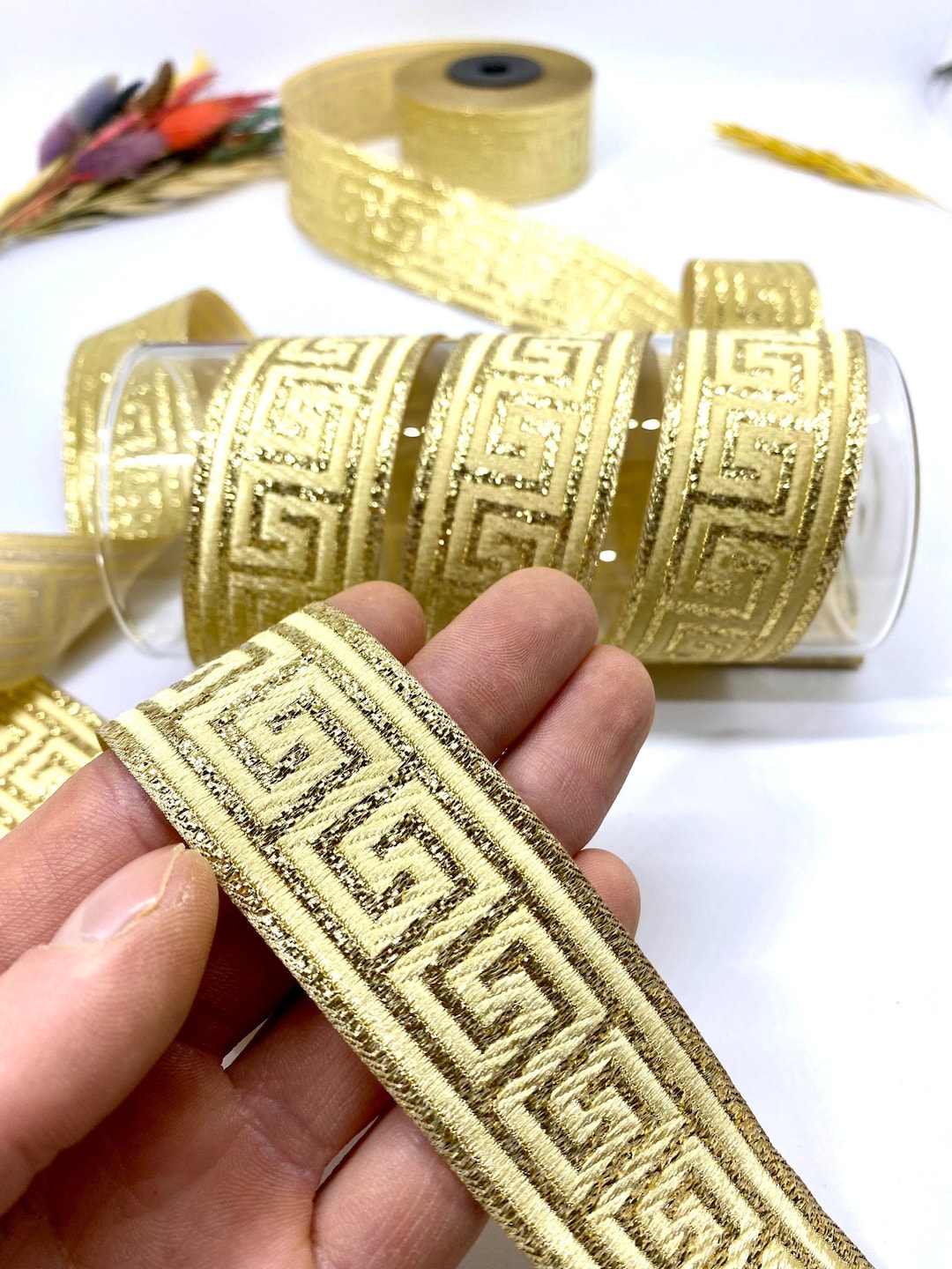 Gold Greek Key Jacquard Ribbon: Celtic Costume Trim (30mm, 10 Yards) - Etsy