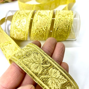 10 Yards / 30 mm Blattgold-Muster-Jacquardband (1,37 Zoll) Jacquardborte, Vintage-Band, Kostümborte, Bastelbedarf, Hundehalsband, Hundehalsband