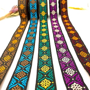 10Yrd/22mm Embroidered Jacquard Trim(0.86 inch)Jacquard Ribbon,Celtic Ribbon,Vinatge Ribbon,Sewing trim,Dog collar,Costume Trim,Drapery Trim