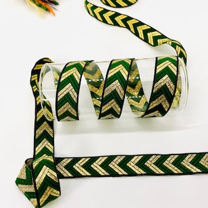10 Yards/20mm Green Metallic Jacquard Trim(0.78 inch)Jacquard Ribbon,Craft Supplies,Woven Border,Vintage Ribbon,Dog Collar,Camera Strap