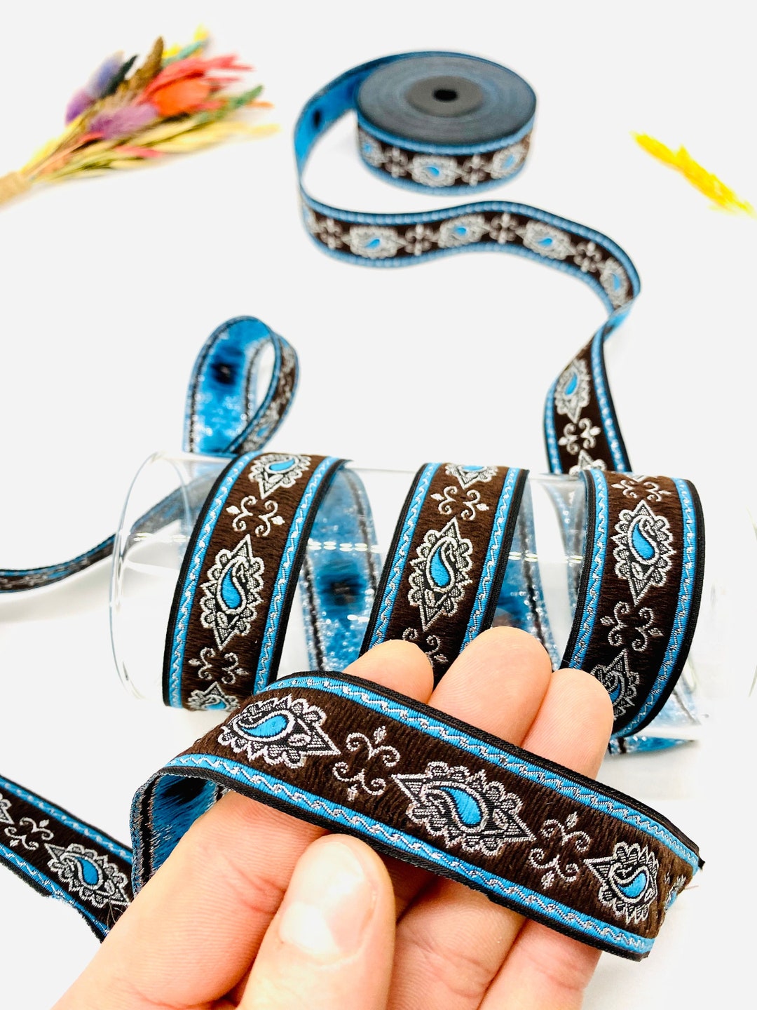 Sky Blue Medieval Jacquard Ribbon: Renaissance Costume Trim, 10 Yards ...