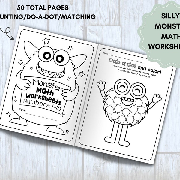 Silly Monster Math Worksheet | Monster Do-A-Dot | Math Worksheets
