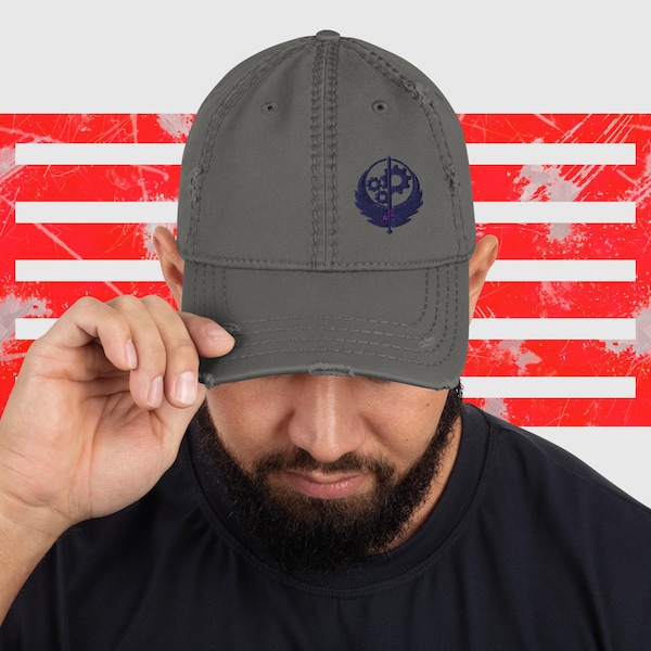 BOS, fallout inspired, brotherhood of steel distressed hat