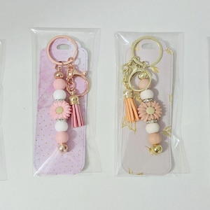 Personalized floral key ring Choice of color and finish