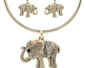 Elephant Necklace, Gift for Her, Vintage Silver Elephant Trunk Necklace, Elephant Necklace, Gift for Soror