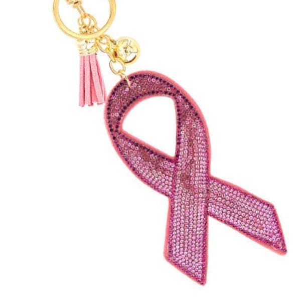 Pink Post Ribbon Breast Cancer Awareness Keychain, Gift For Her