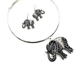 Elephant Pendant Choker, Gift for her, Black Elephant Choker, Ethnic Necklace, Gift for Her, Gift for Mom, Soror Gift