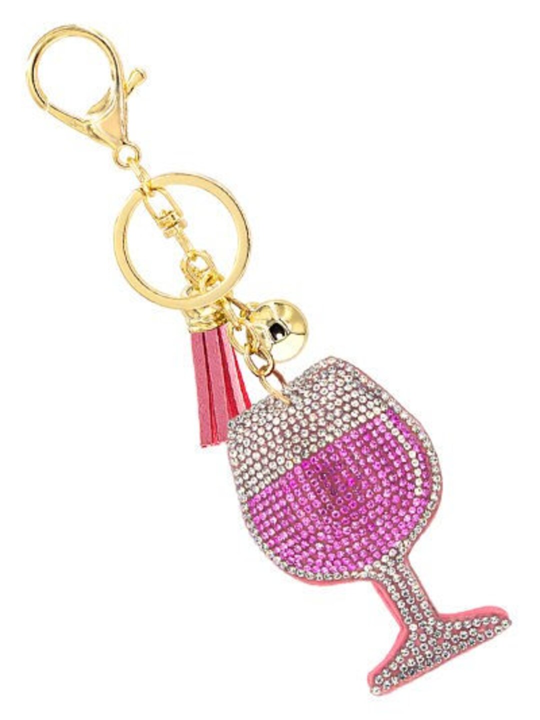 Pink Fashion Wine Glass Keychain, Gift for Her, Womens Wine Glass Bag
