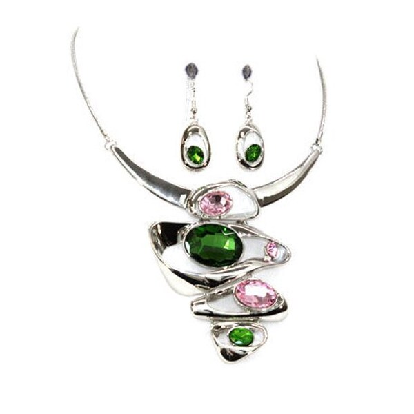 Pink & Green Antique Necklace Set main image 1
