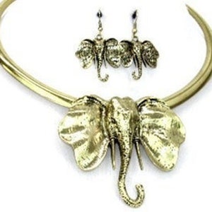 Gold Vintage Elephant Trunk Necklace Set