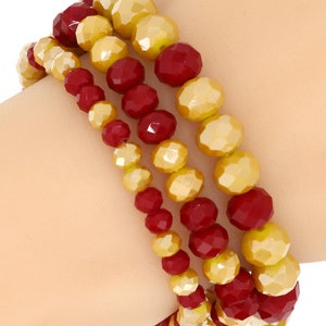 Womens Asssorted Color Red Plastic Glass Bead Multi Strand Bracelet Set, Gift for Her