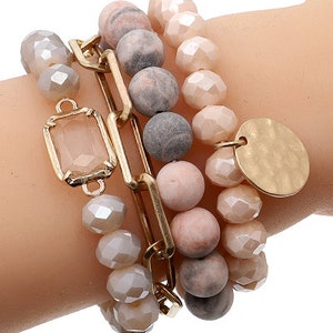Fashion Leopard Multi Strand Braceet, Bead  Charm Womens Stretch Cheetah Bracelet Set Mothers Day Gift