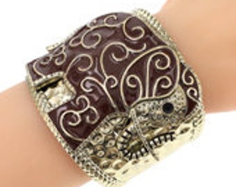 Elephant Brown Cuff Bracelet, Gift for her, Delta Sigma Theta Black Elephant Bracelet, Ethnic Adjustable Bracelet, Gift for Her, Soror Gift