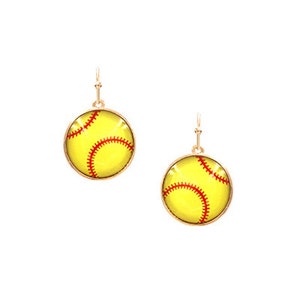 Softball Earrings, Sports Earrings, Earrings, Fish Hook Ball Earrings, Gift for Her, Gift for Girlfriend