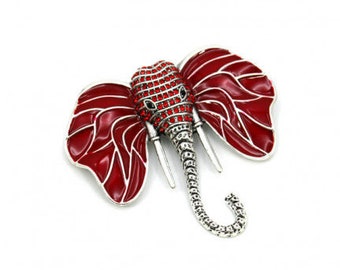 Elephant Brooch, Gift for Her, Red Elephant  Metal Brooch, Elephant Brooch, Delta Sigma Theta Gift for Soror
