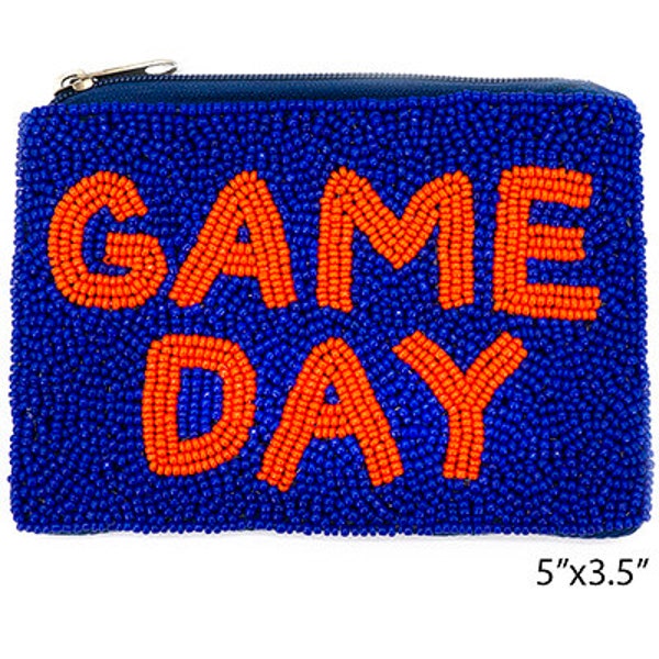 Game Day Sports Seed Bead Coin Wallet, Basketball Football Bag, Sports Wallet, Basketball Gift, Gift for Her, Gift for Coach