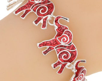 Elephant  Red Charm Bracelet, Elephant Bracelet, Ethnic Adjustable Bracelet, Gift for Her