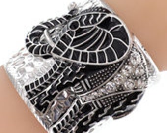 Elephant Cuff Bracelet, Gift for her, Delta Sigma Theta Black Elephant Bracelet, Ethnic Adjustable Bracelet, Gift for Her, Soror Gift