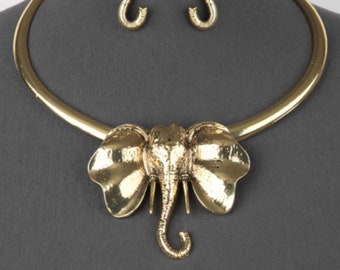 Women’s Fashion Gold Elephant Necklace, Gold Elephant Pendant Necklace Set, Gift for Her, Gift for Soror