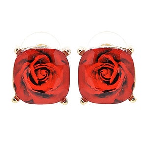 Red Stud Earrings, Rose, Star or Stud Earring Set, Gift for Her
