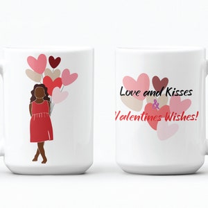 Valentines Day Mug African American Mug, Handmade Valentines Day mug showing a beautiful African American child celebrating Valentines Day image 1