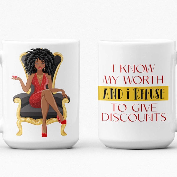 African American Mug.  Beautiful Black Woman really knows how important she is.  Black Girl Magic. Great Gift. Popular Mug. Gift for Her.