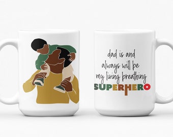 African American Mug.  African American Father and Son in loving pose.  Great gift for Fathers Day or Birthday.
