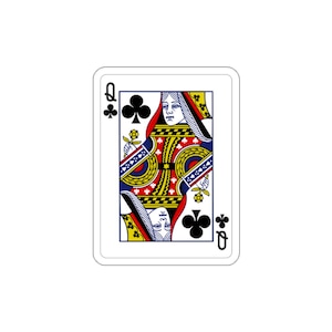 Vinyl Sticker - Playing Card : The Queen of Clubs