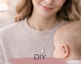 Kit fai da te di gioielli con latte materno, inclusi delicati ciondoli a forma di goccia | Polvere per la conservazione del latte materno | Gioielli ricordo