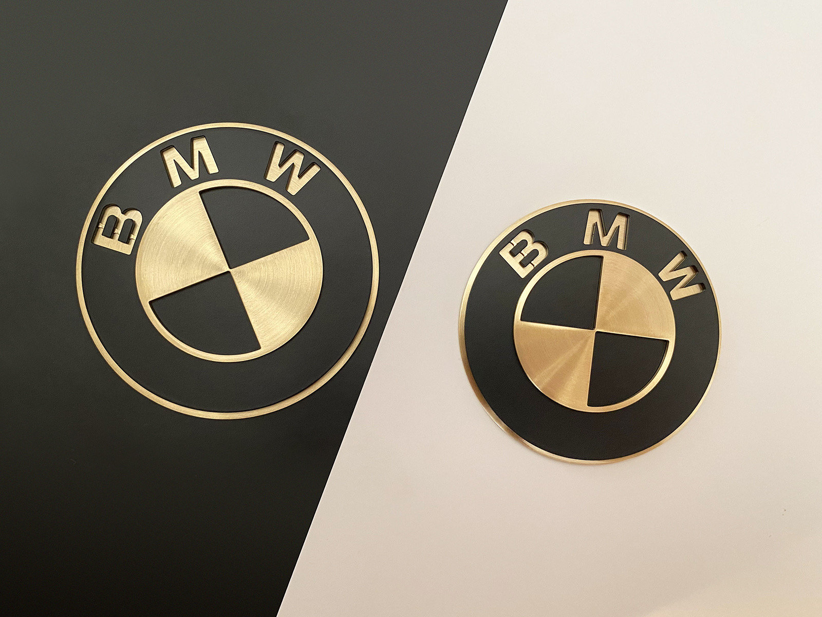 BMW Emblem From Brass / Black and Gold BMW Logo Made of Very High