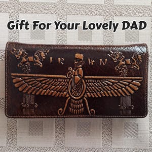 Conjunto de carteira de couro persa com design da Pérsia antiga – Conjunto de carteira de couro com relevo floral feito à mão – Conjuntos de presente persas para homens e mulheres