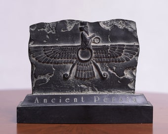 Handmade Resin Faravahar Sculpture: Achaemenid Empire Relief