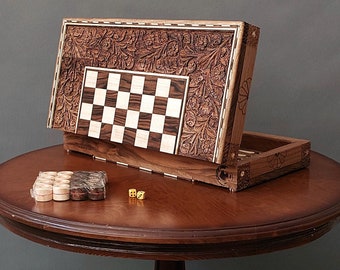 40*40(cm) Walnut Wood Persian Chess & Backgammon Set| Handmade Persian Backgammon Set