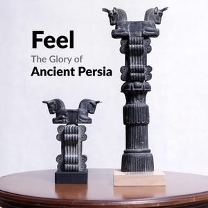 Apadana Palace Column Replica: Double-Headed Bull Capital - Resin Decor
