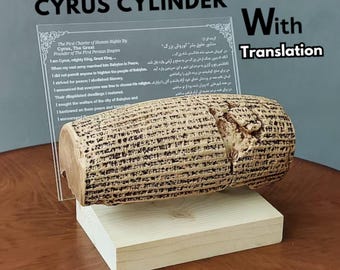 Cyrus Cylinder Replica with English & Persian Translation | Historical Artifact Reproduction