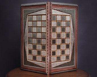 50*50(cm) All Over Khatam Persian Chess & Backgammon Set | Persian Design Backgammon | Handmade Persian Backgammon
