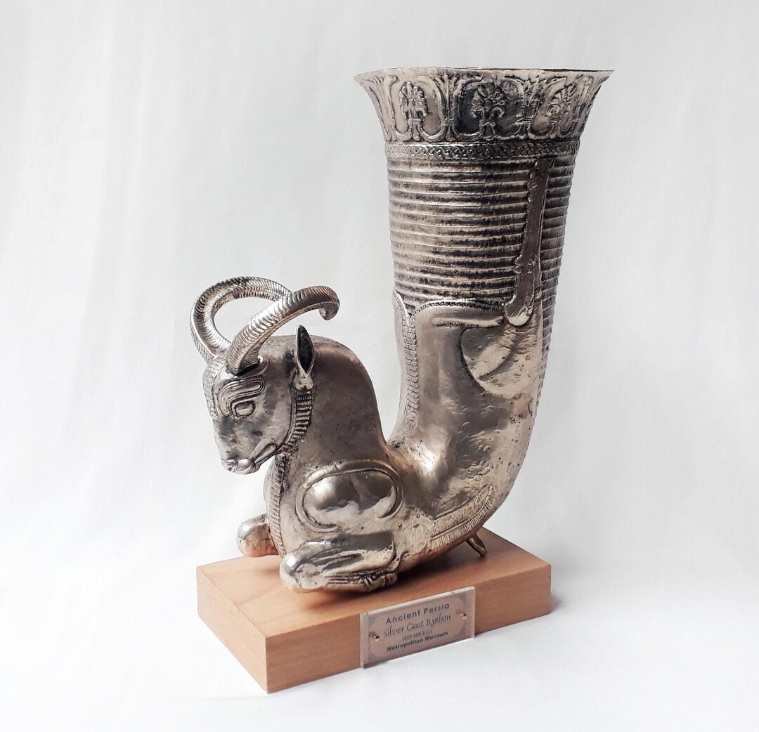 Achaemenid Rhyton Replica: Copper Ibex and Horned-lion Drinking Vessels ...