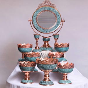 Firoozeh Koobi Haftsin Set: Persian Nowruz Table Decor, Turquoise Persian Art