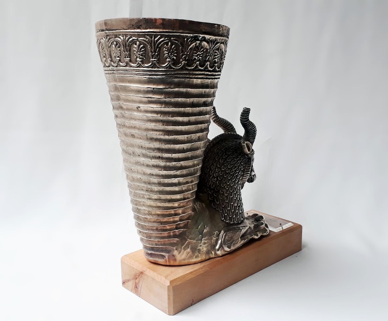 Achaemenid Rhyton Replica: Copper Ibex and Horned-lion Drinking Vessels ...