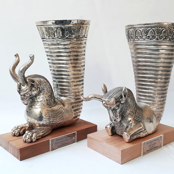 Ancient Persia| Decorative Achaemenid Bull Rhyton Replica| Achaemenid Rhyton with Griffin Head Replica| Achaemenid Vessels Recreation