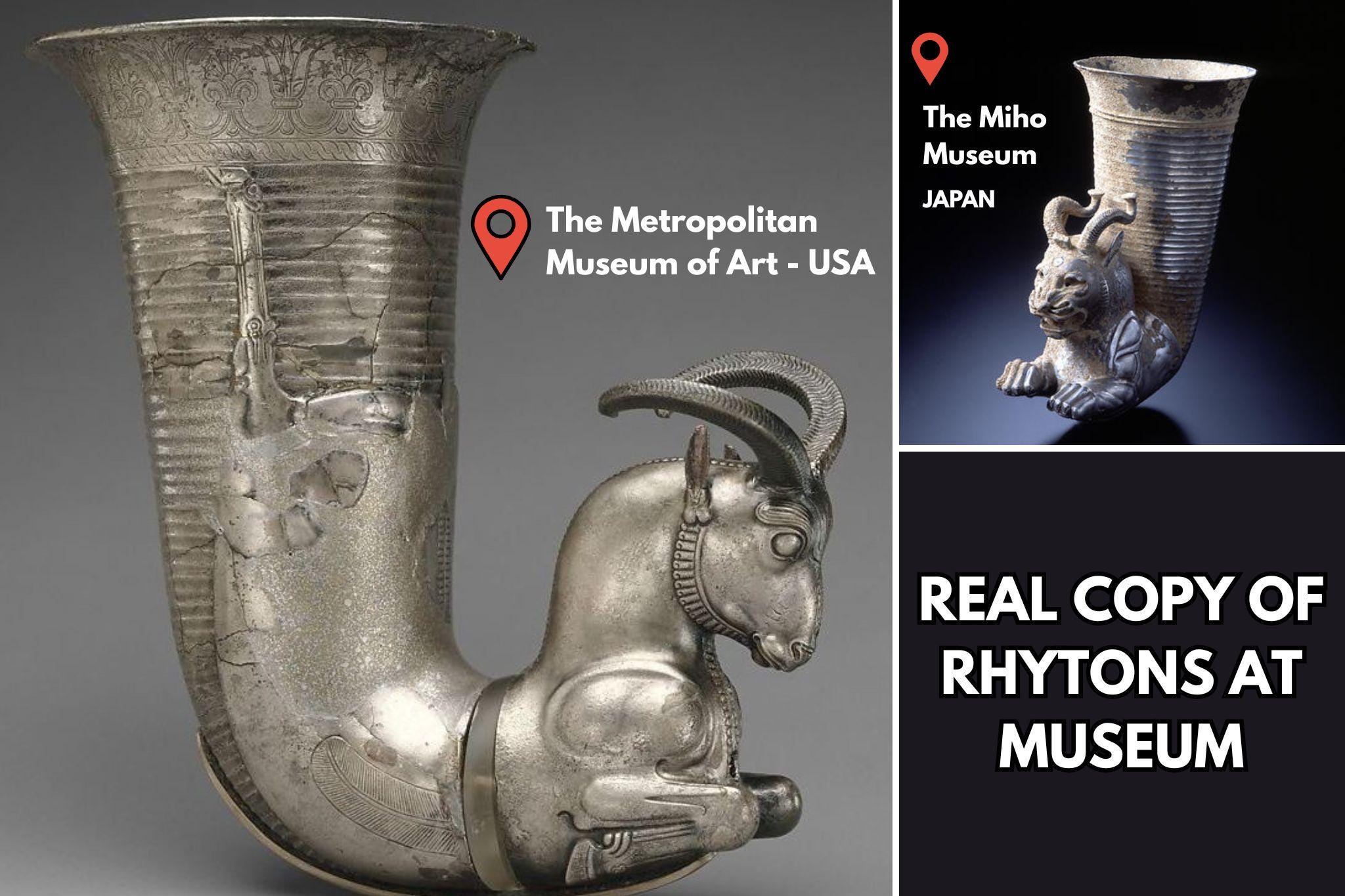 Achaemenid Rhyton Replica: Copper Ibex and Horned-lion Drinking Vessels ...
