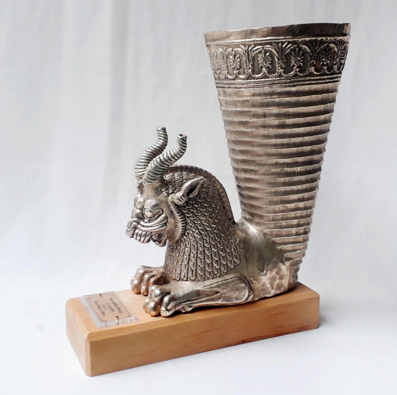 Achaemenid Rhyton Replica: Copper Ibex and Horned-lion Drinking Vessels ...