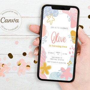 Birthday Invitation, Electronic Invitation, Digital Invitation, Editable Template, Phone Invitation, Instant Download.